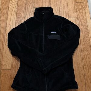 Patagonia Black Fleece Jacket with Logo Patch